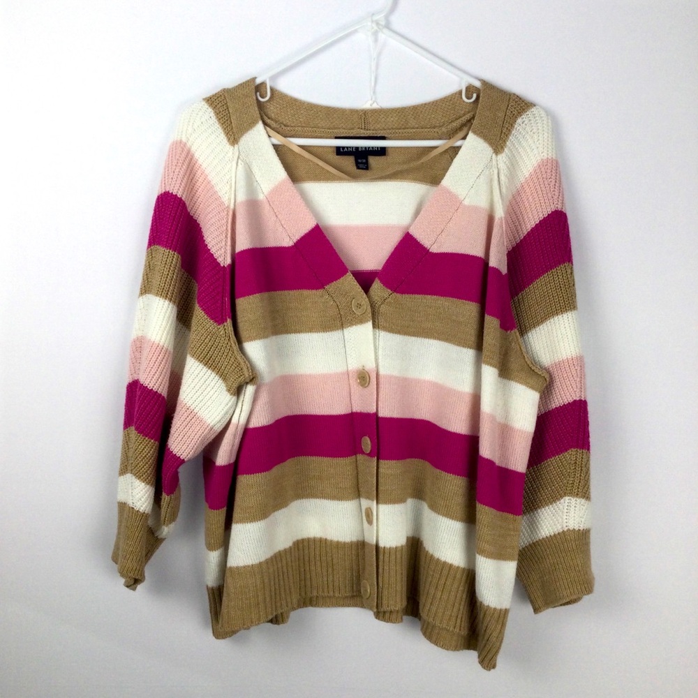 Lane Bryant Striped Cardigan Sweater womens size 18/20
